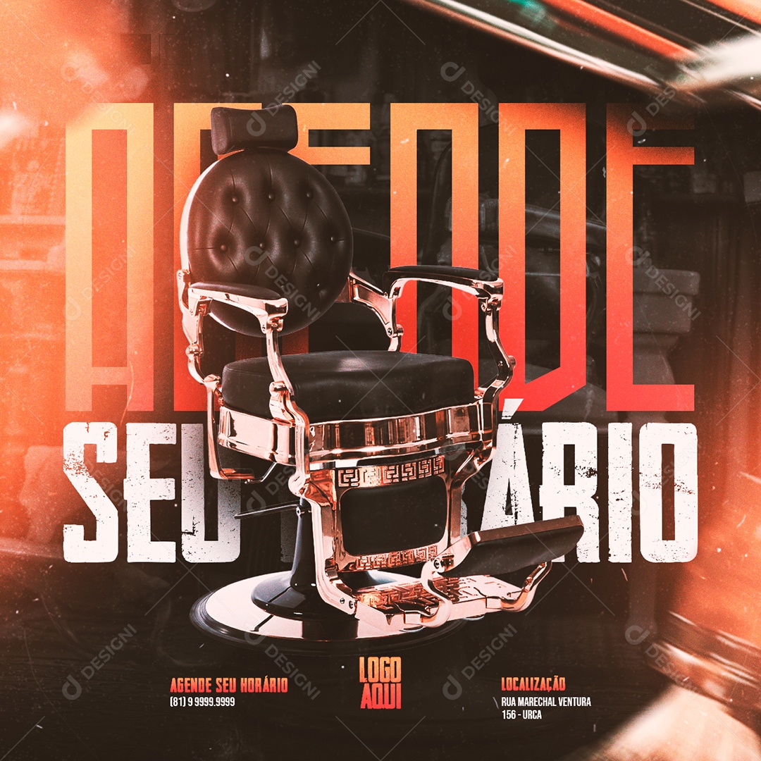 Agende seu Horário Barbearia Social Media PSD Editável