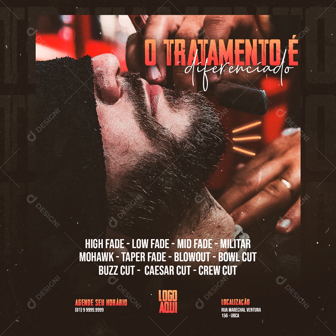 O tratamento é diferenciado Barbearia Social Media PSD Editável