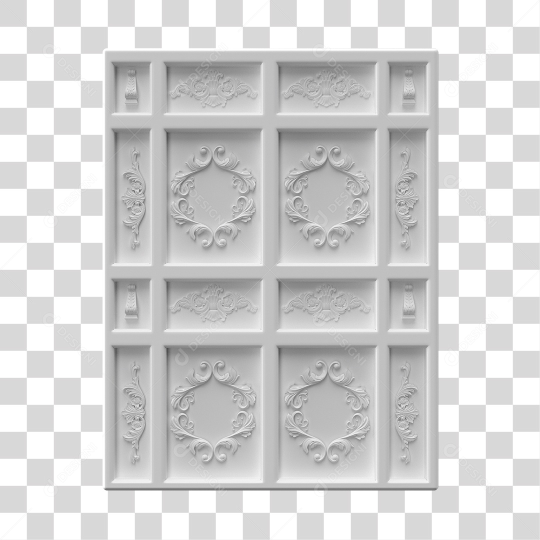 Porta de Madeira Branca Com Formas Elemento 3D PNG Transparente