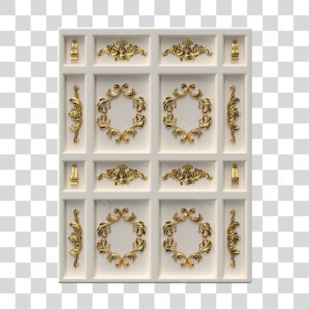 Porta de Madeira Branca Com Formas Elemento 3D PNG Transparente