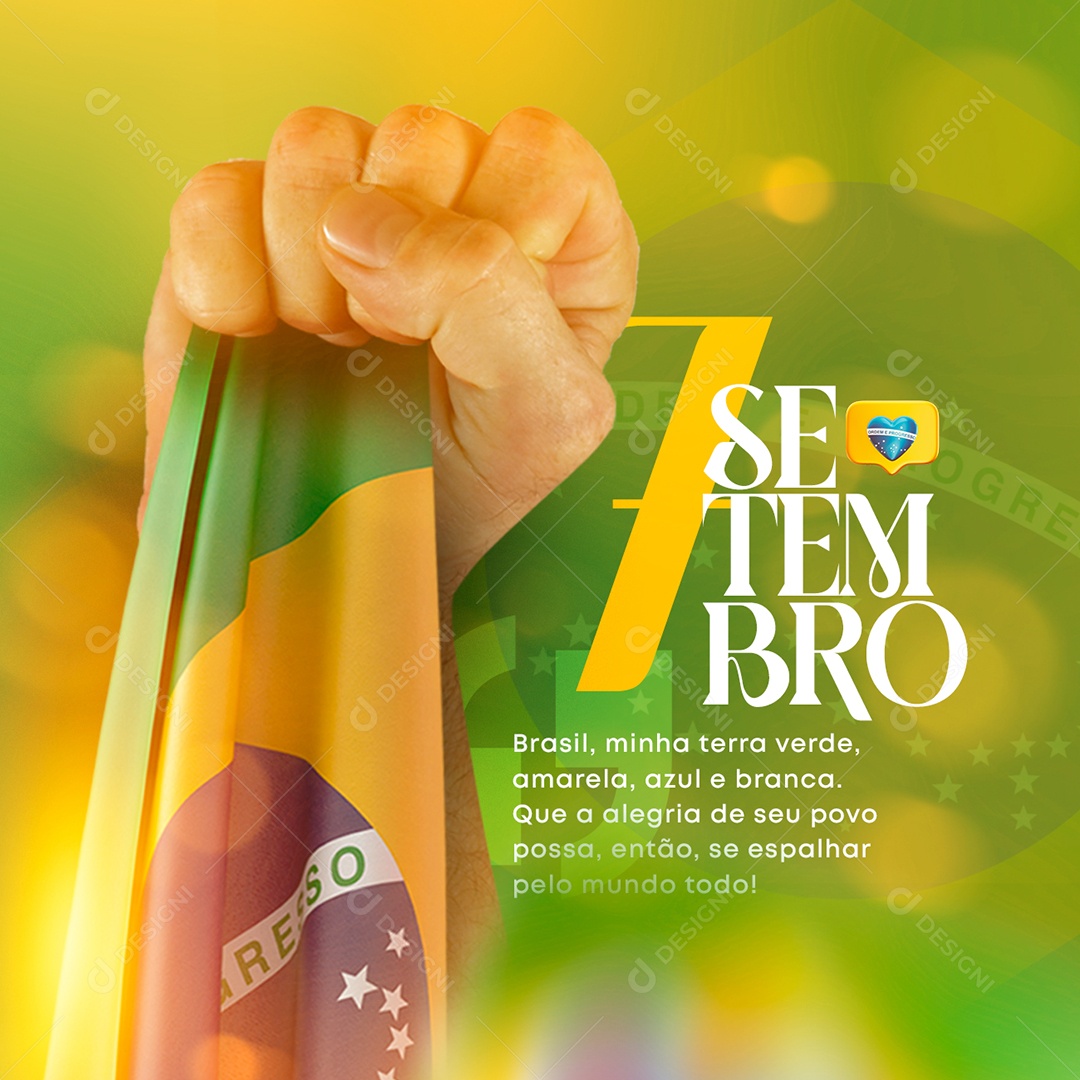 Brasil minha terra verde amarela azul e branco Dia da Independência do Brasil Social Media PSD Editável
