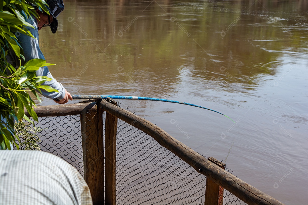 mato grosso do sul / brasil - homem pescando no rio aquidauana no pantanal