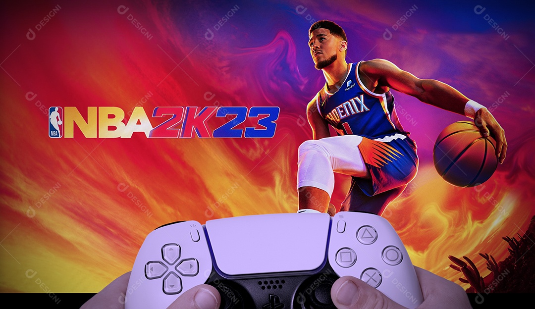 Garoto joga NBA 2K23 com controle do Playstation 5