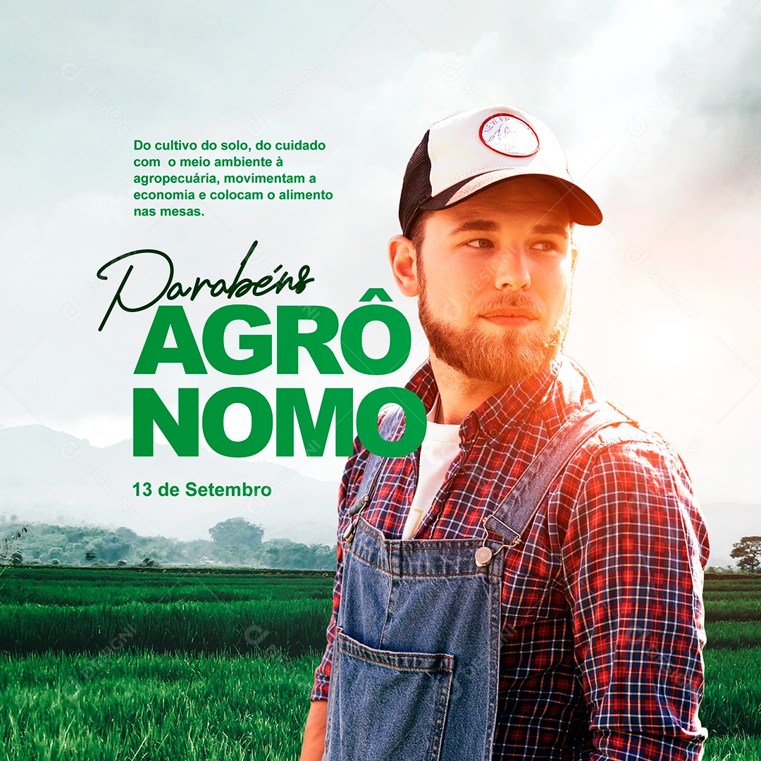 Do cultivo solo do cuidado com o meio ambiente Dia do Agrônomo Social Media PSD Editável