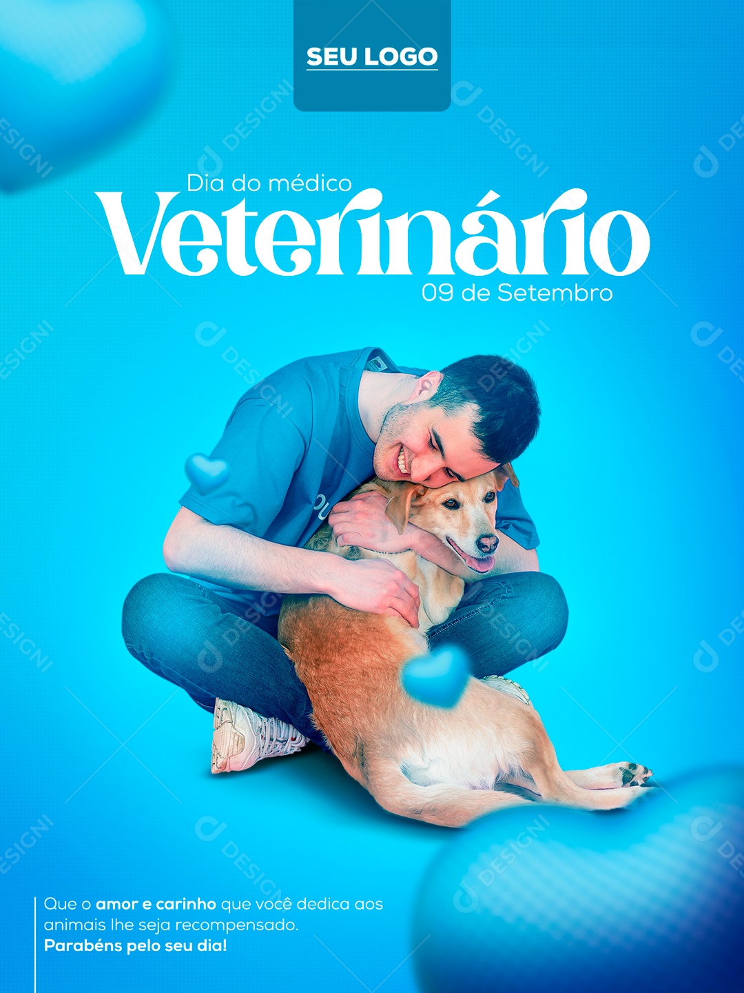Que o Amor e Carinho você dedicar aos animais Dia Do Veterinário Social Media PSD Editável