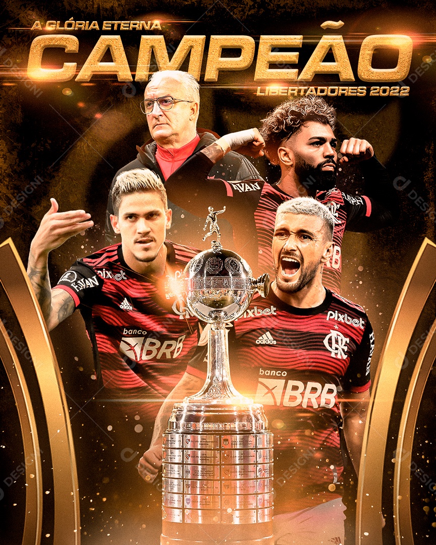 Flyer A Glória Eterna Campeão Libertadores Flamengo Social Media PSD Editável