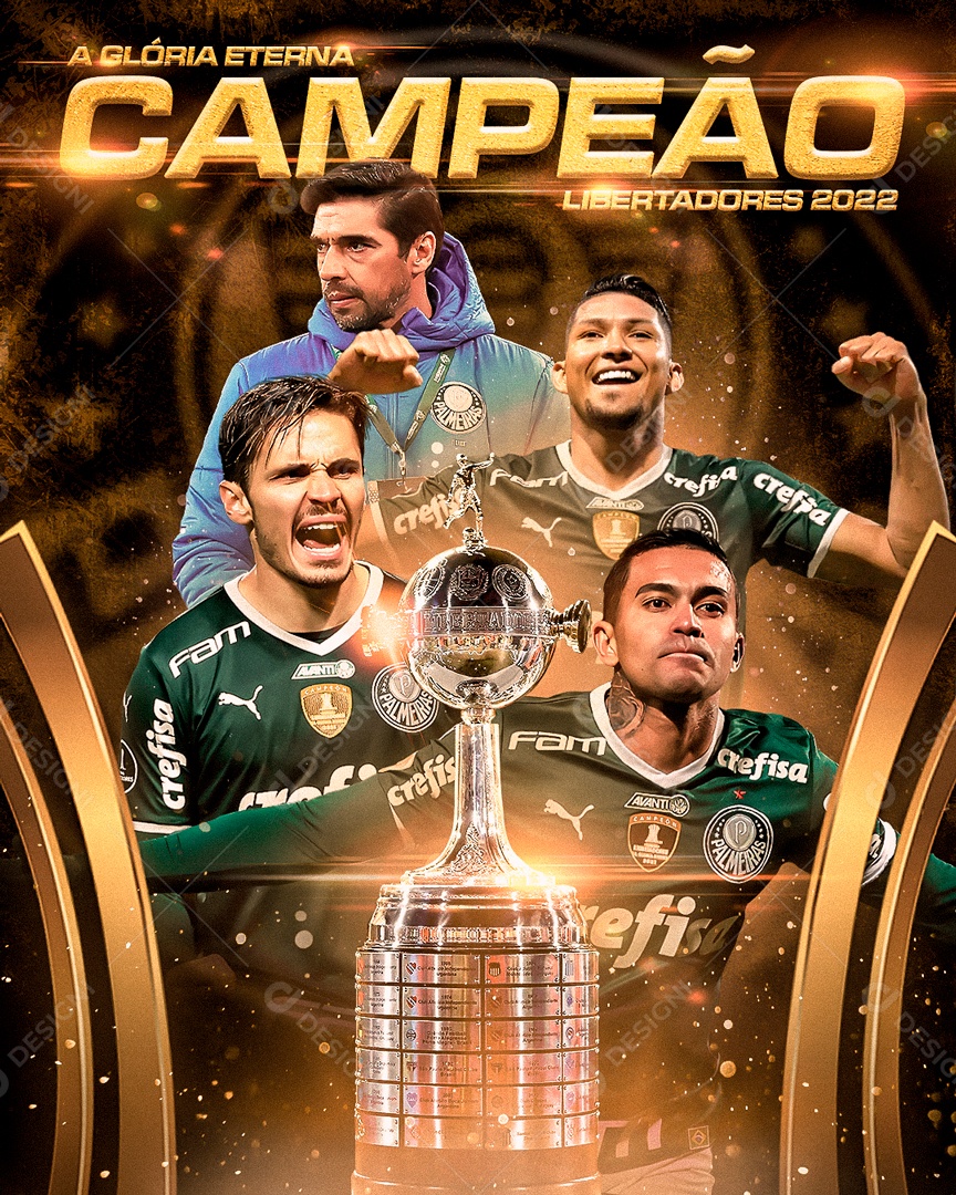 Flyer A Glória Eterna Campeão Libertadores Palmeiras Social Media PSD Editável