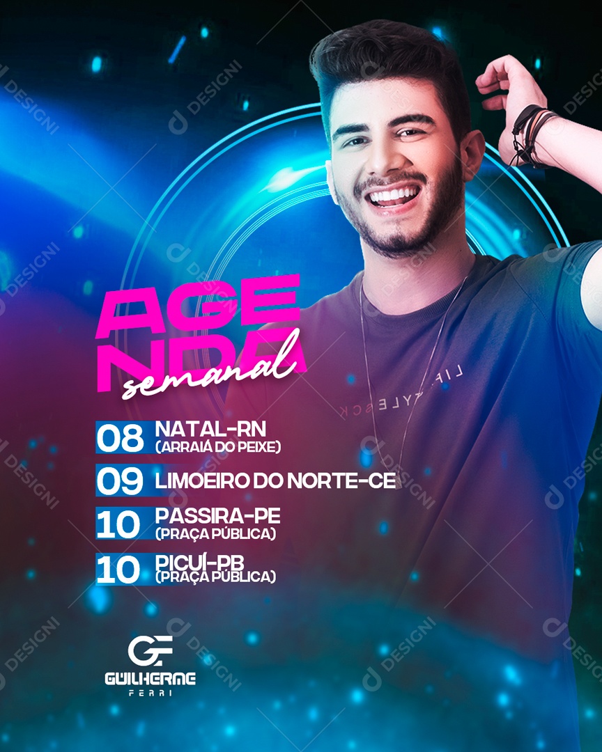 Social Media Flyer Agenda Semanal Guilherme Ferri PSD Editável