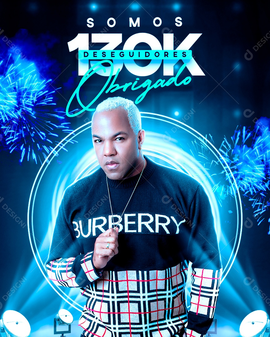 Social Media Template Somos 130K de Seguidores Obrigado PSD Editável