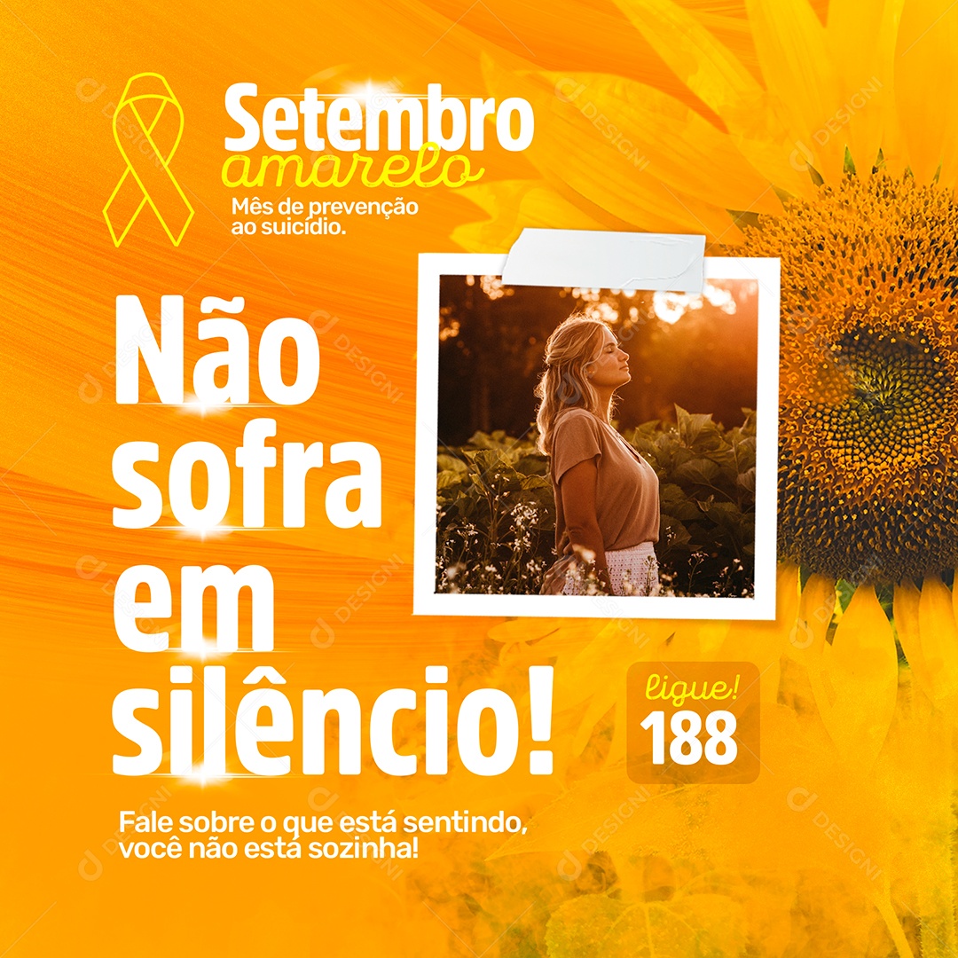 Social Media Setembro Amarelo Mês de Prevenção Ao Suicídio Ligue 188 PSD Editável