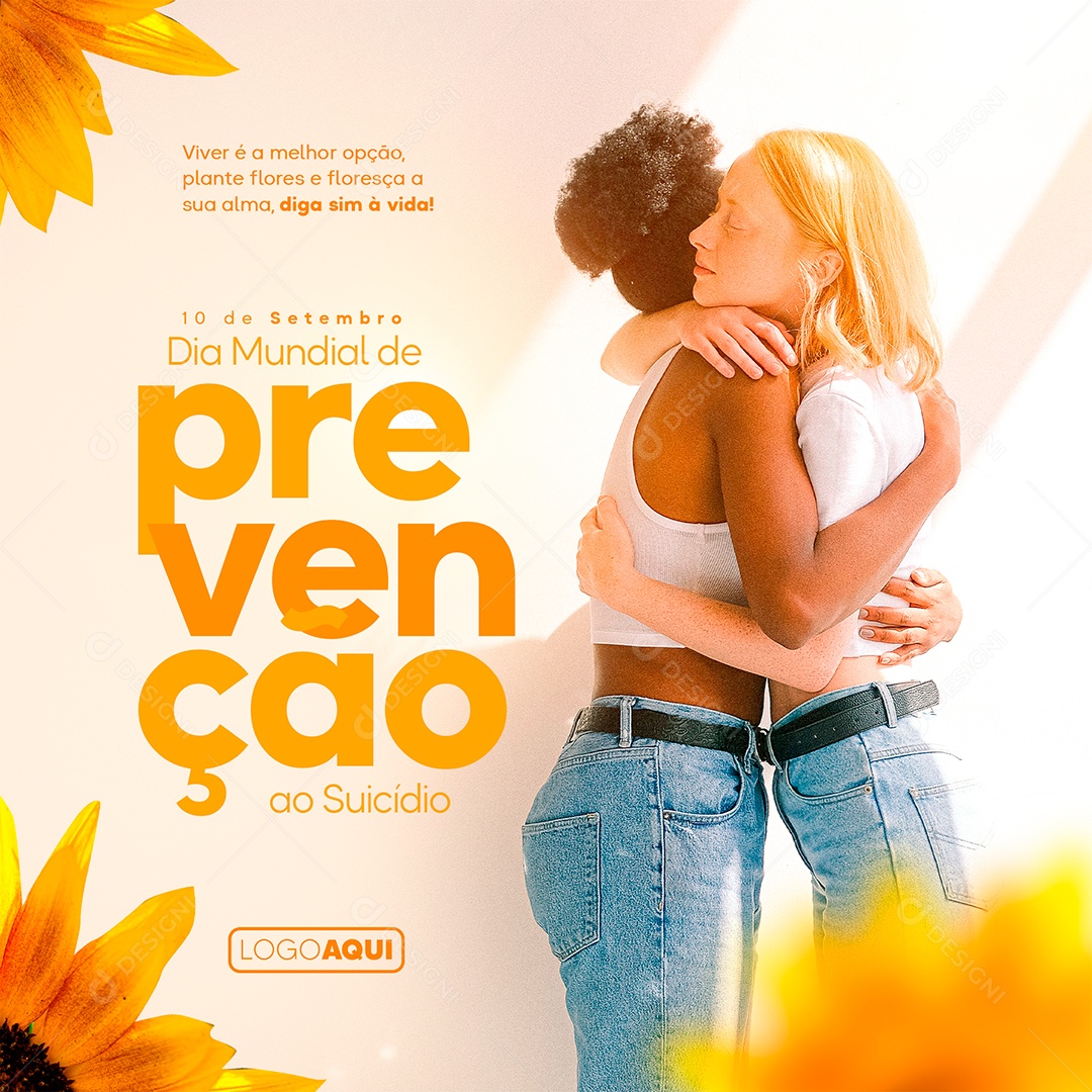 Viver é a melhor opção Dia Mundial de Prevenção ao Suicídio Setembro Amarelo Social Media PSD Editável