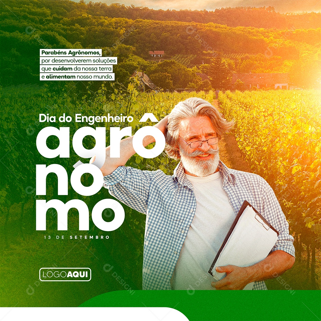 Parabéns Agrônomos por desenvolverem soluções Dia do Agrônomo Social Media PSD Editável