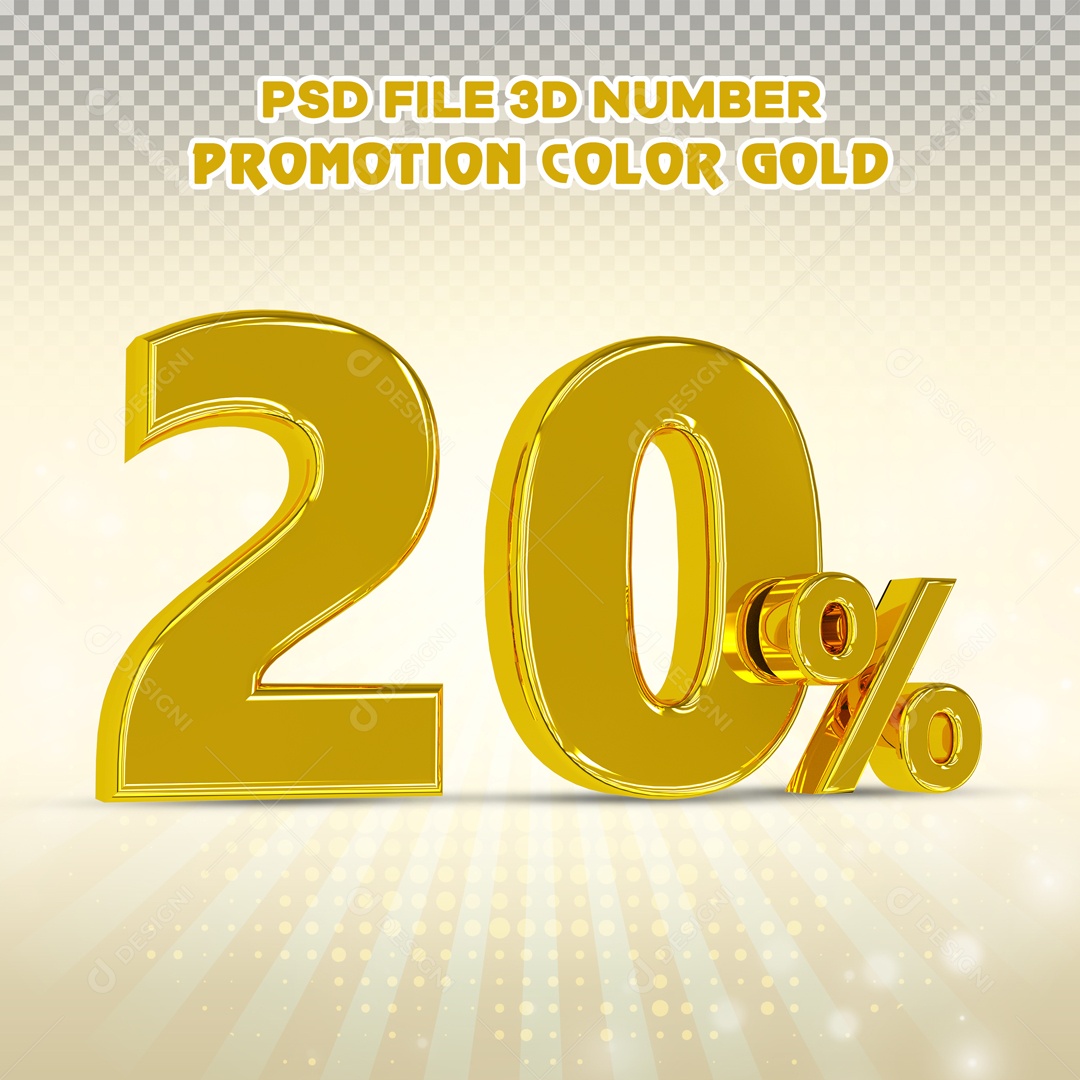 Elemento 3D Para Composição 20% Dourado PSD