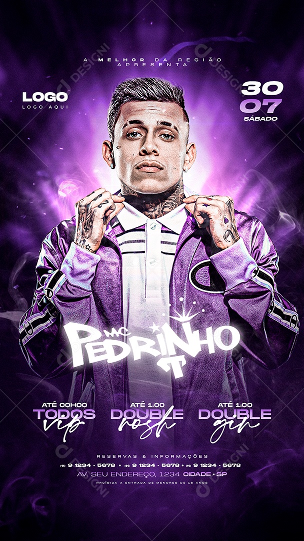 Social Media Story Flyer Mc Pedrinho Cantor de Funk PSD Editável