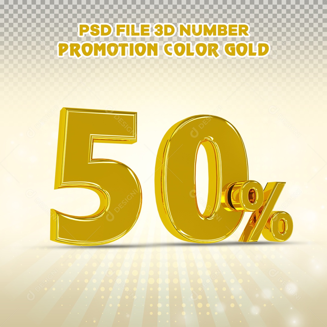 Elemento 3D Para Composição 50% Dourado PSD