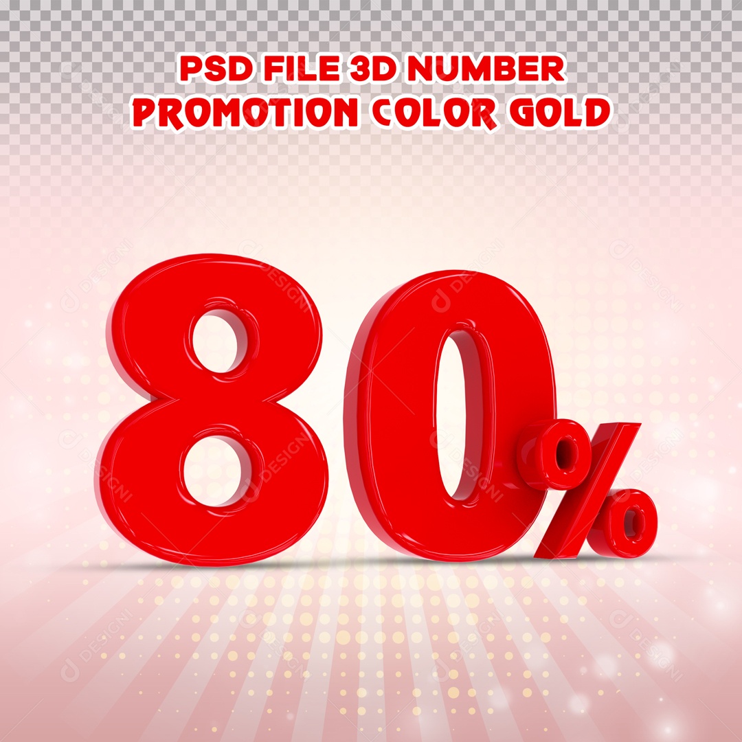 Elemento 3D Para Composição 80% Vermelho PSD