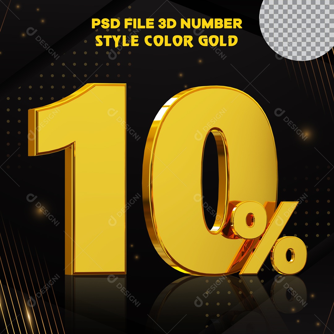 Elemento 3D Para Composição 10% Dourado PSD