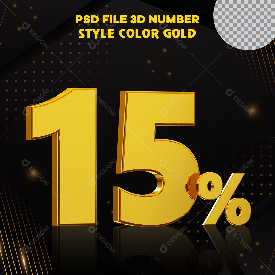 Elemento 3D Para Composição 15% Dourado PSD