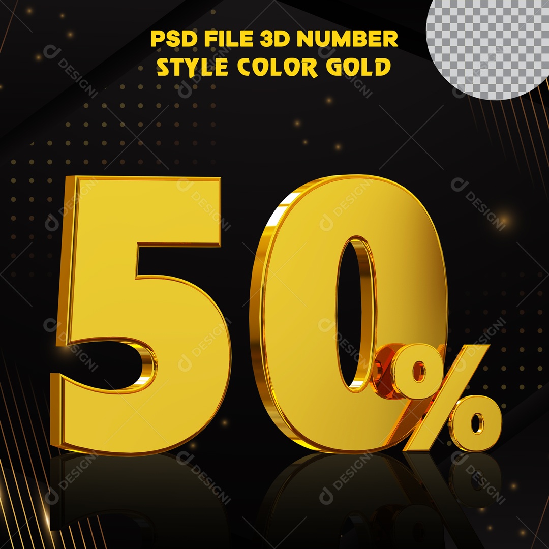 Elemento 3D Para Composição 50% Dourado PSD