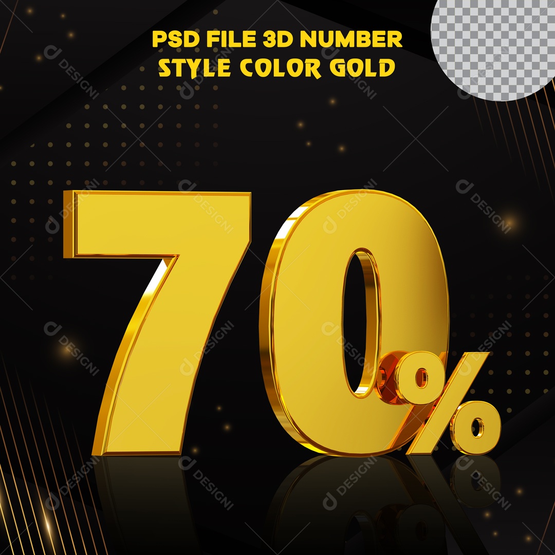 Elemento 3D Para Composição 70% Dourado PSD