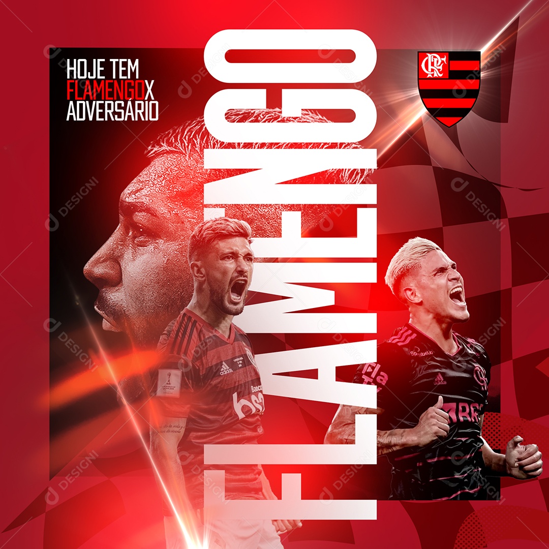 Hoje tem Flamengo x Adversário Futebol Transmissão ao Vivo Social Media PSD Editável