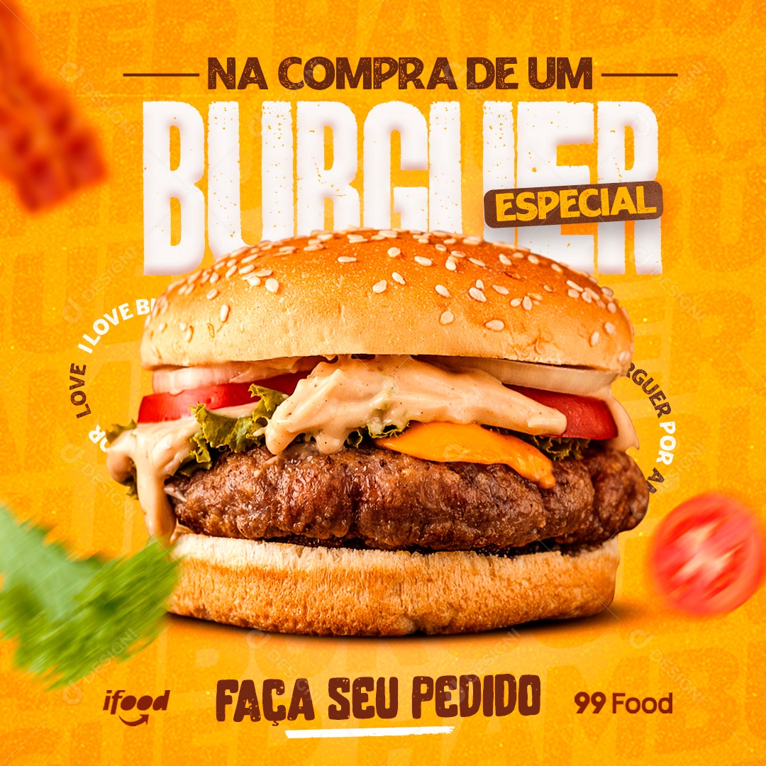 Na Compra De Um Burguer Promoção Social Media PSD Editável