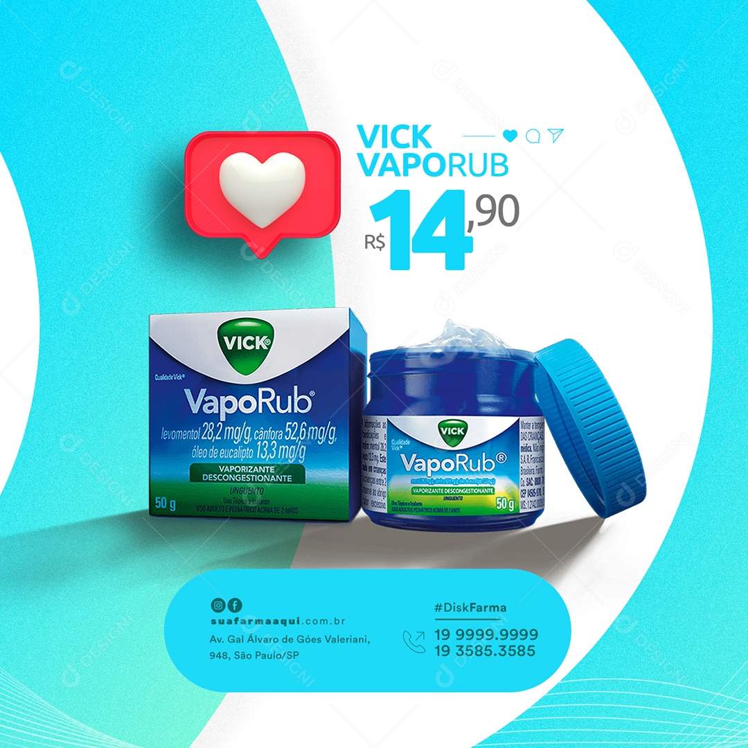 Social Media Vick Vaporub Farmácia PSD Editável
