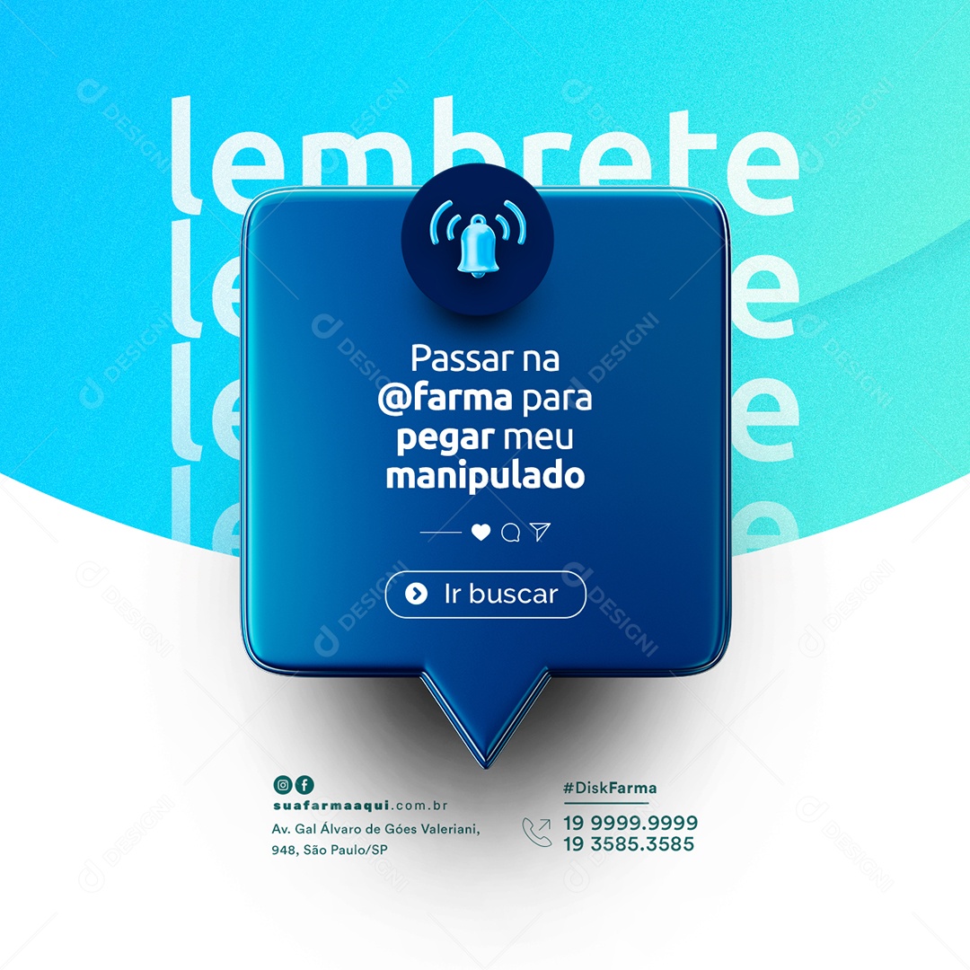 Passa na Farmácia para pegar meu manipulado Social Media PSD Editável