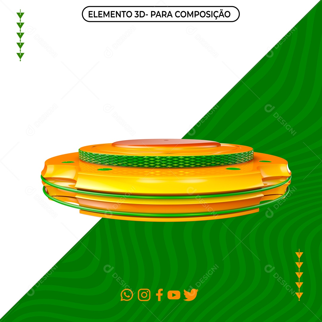 Selo 3D Para Composição Podium Verde e Amarelo PNG Transparente