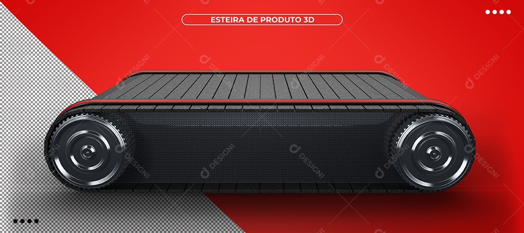 Esteira de produto vermelho e preto com ângulo lateral Elemento 3D Para Composição PSD