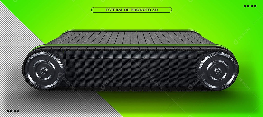 Esteira de produto verde e preto com ângulo lateral Elemento 3D Para Composição PSD