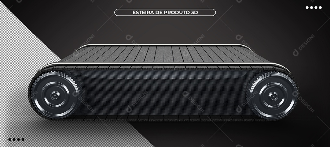 Esteira de produto preto com ângulo lateral Elemento 3D Para Composição PSD