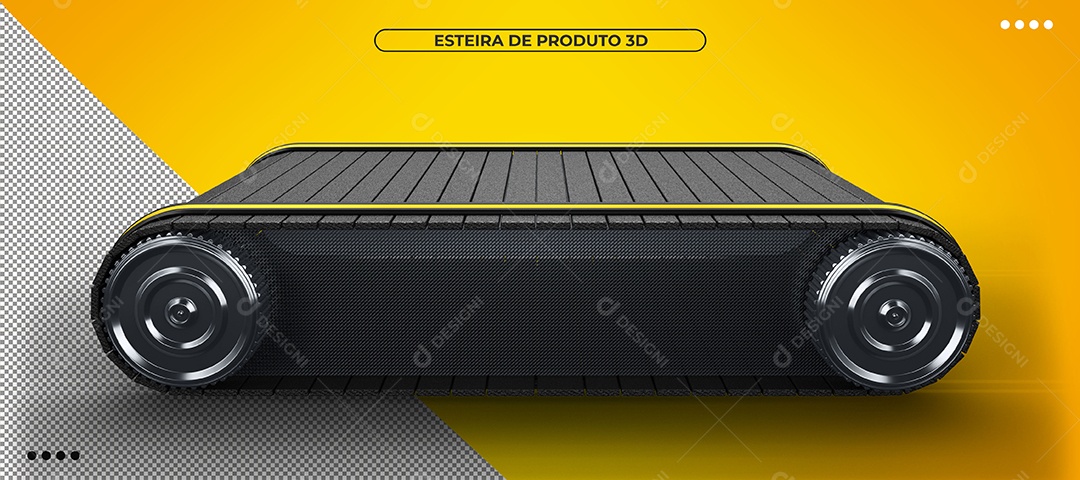 Esteira de produto amarelo e preto com ângulo lateral Elemento 3D Para Composição PSD