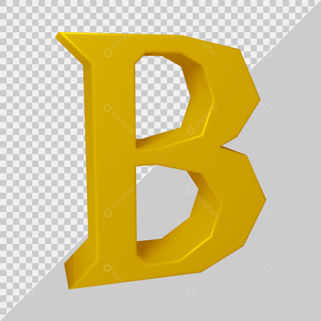 Elemento 3D Para Composição Letra B Dourada PSD