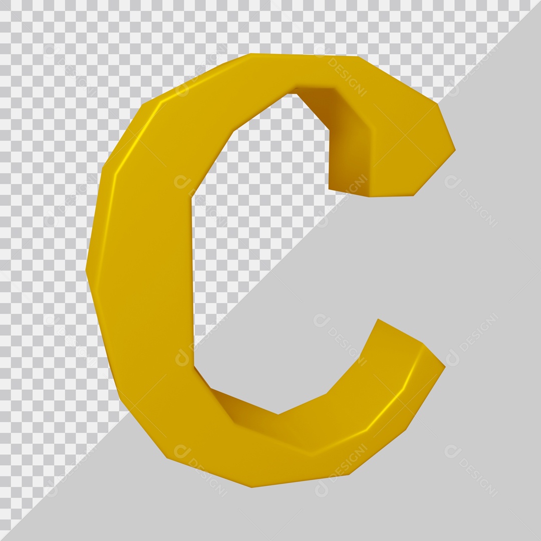 Elemento 3D Para Composição Letra C Dourada PSD