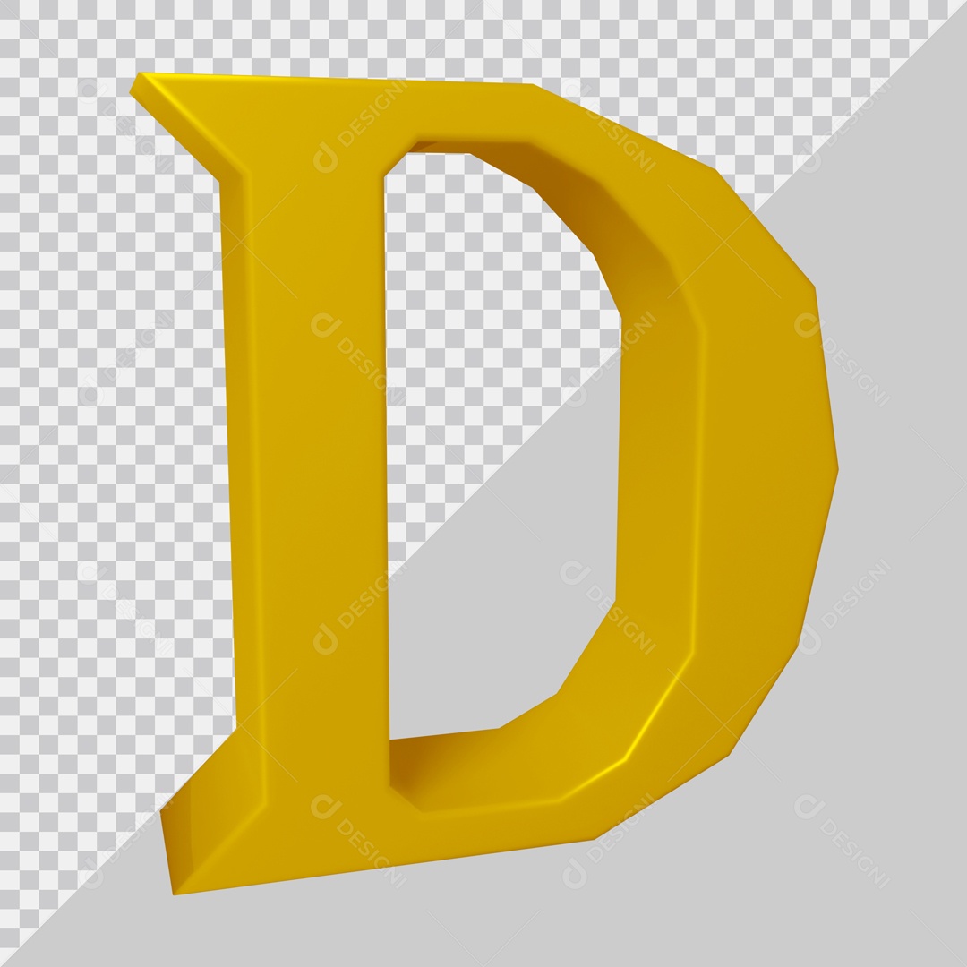 Elemento 3D Para Composição Letra D Dourada PSD