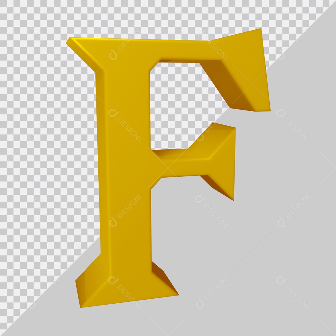 Elemento 3D Para Composição Letra F Dourada PSD