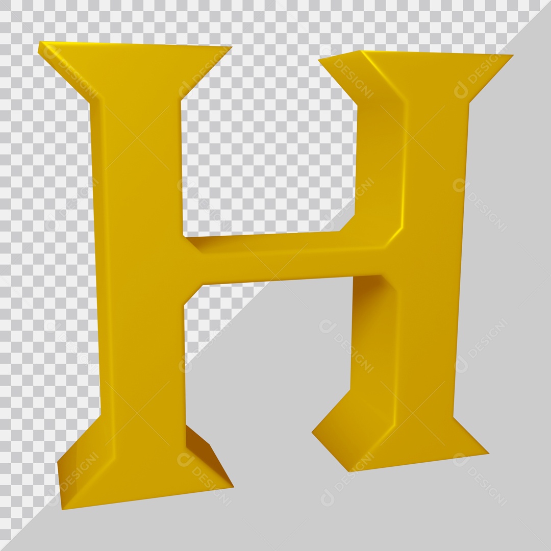 Elemento 3D Para Composição Letra H Dourada PSD