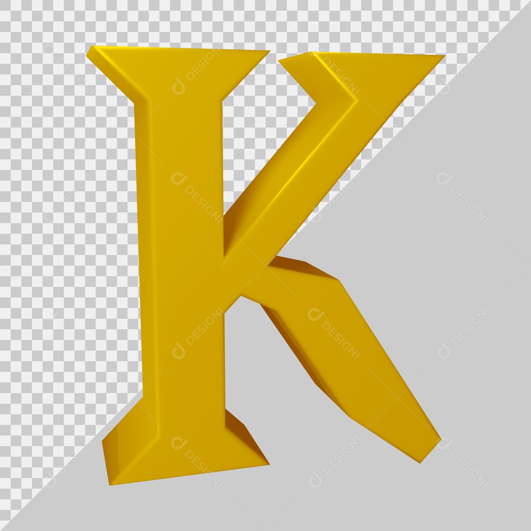 Elemento 3D Para Composição Letra K Dourada PSD