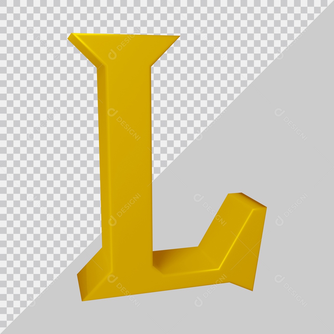 Elemento 3D Para Composição Letra L Dourada PSD
