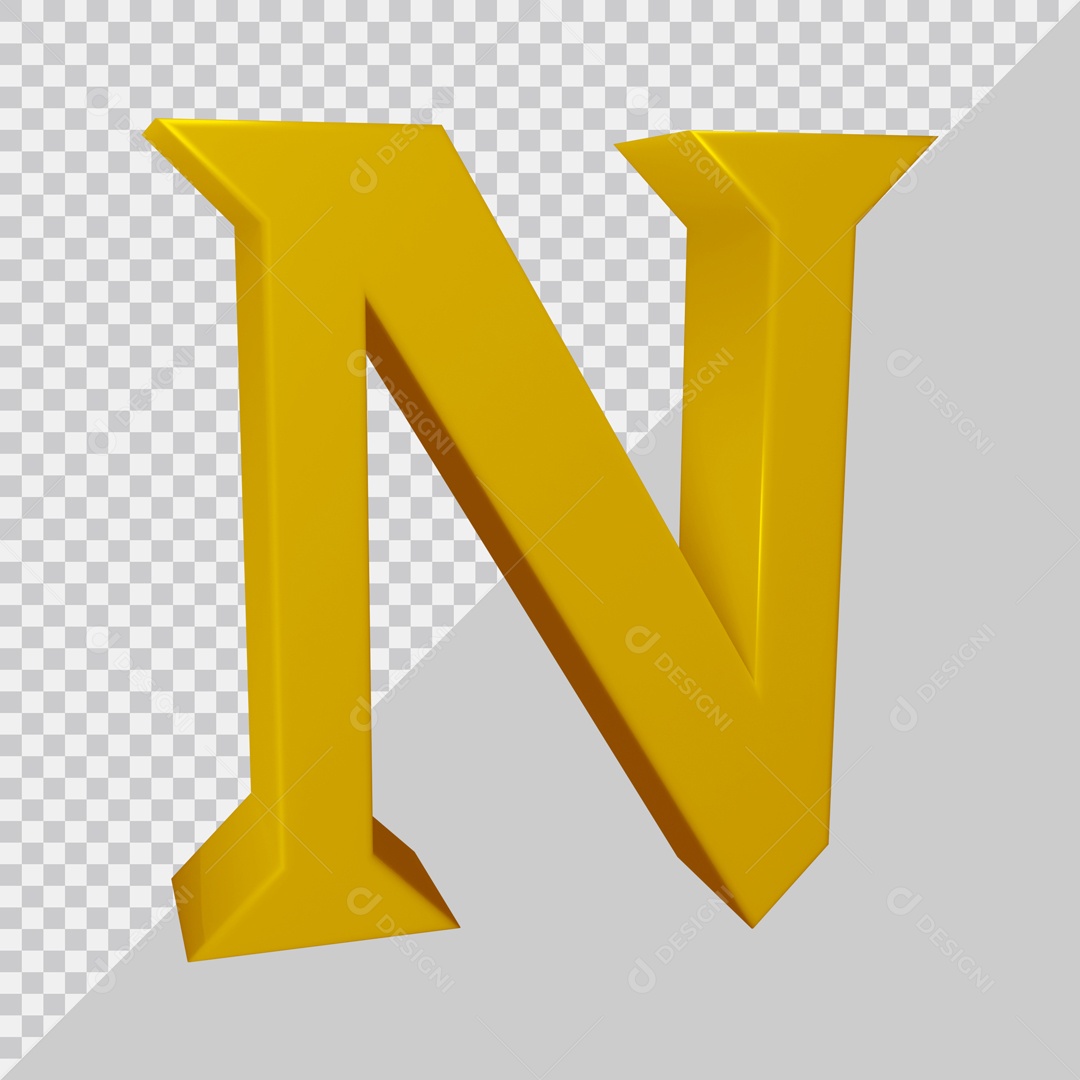 Elemento 3D Para Composição Letra N Dourada PSD