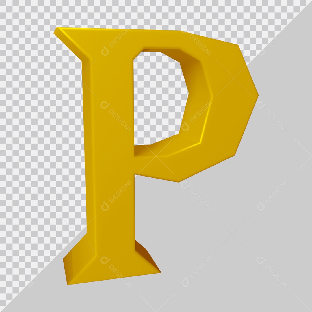 Elemento 3D Para Composição Letra P Dourada PSD