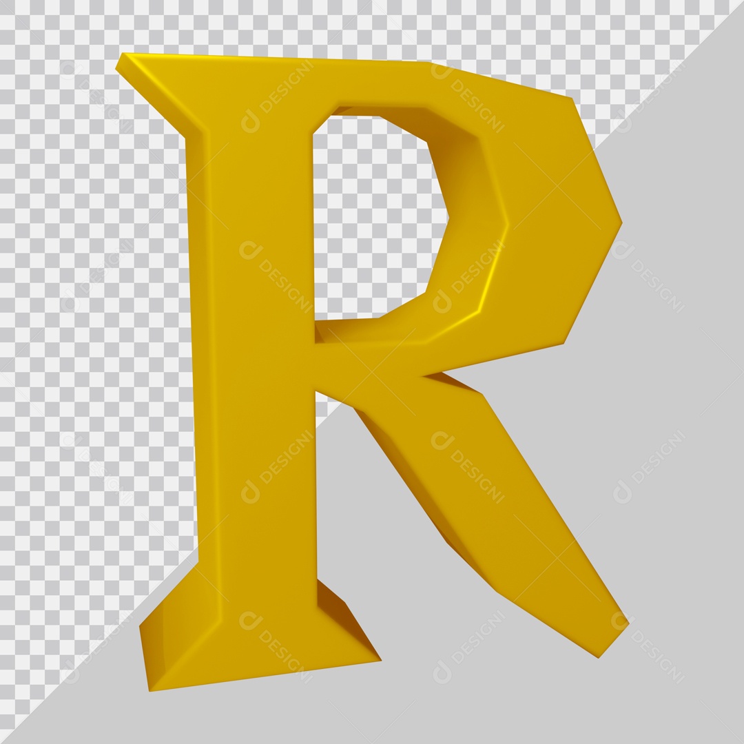Elemento 3D Para Composição Letra R Dourada PSD