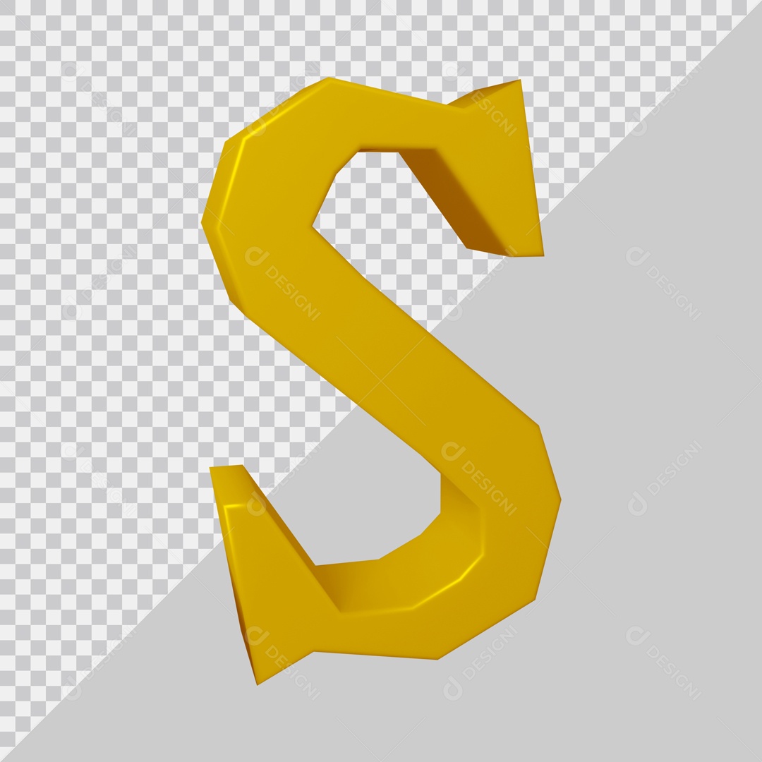 Elemento 3D Para Composição Letra S Dourada PSD