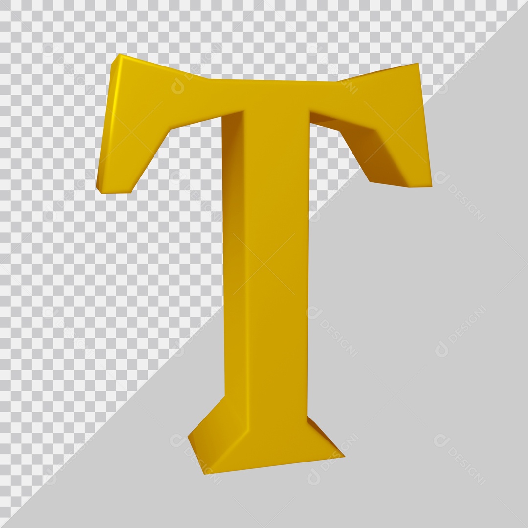 Elemento 3D Para Composição Letra T Dourada PSD