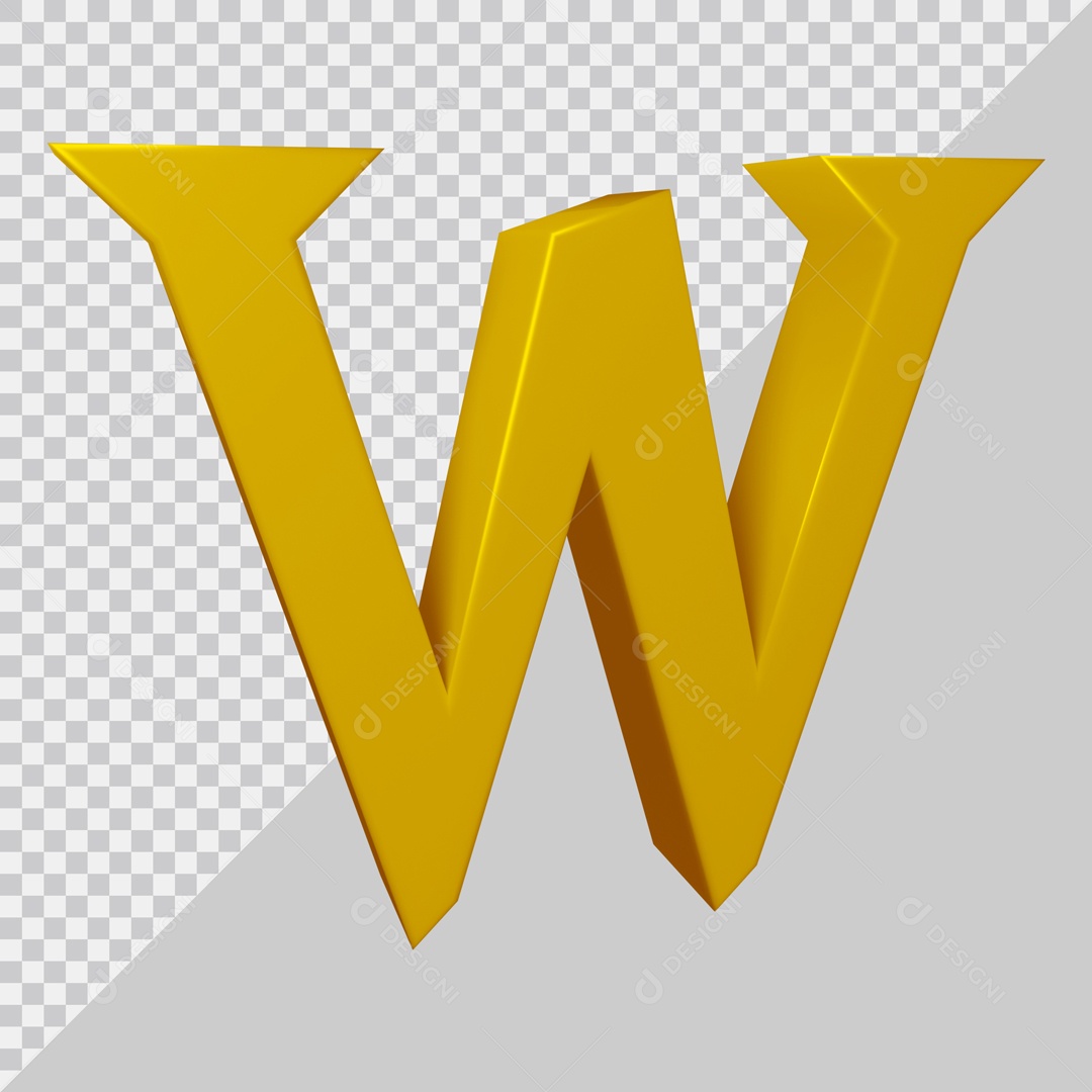 Elemento 3D Para Composição Letra W Dourada PSD