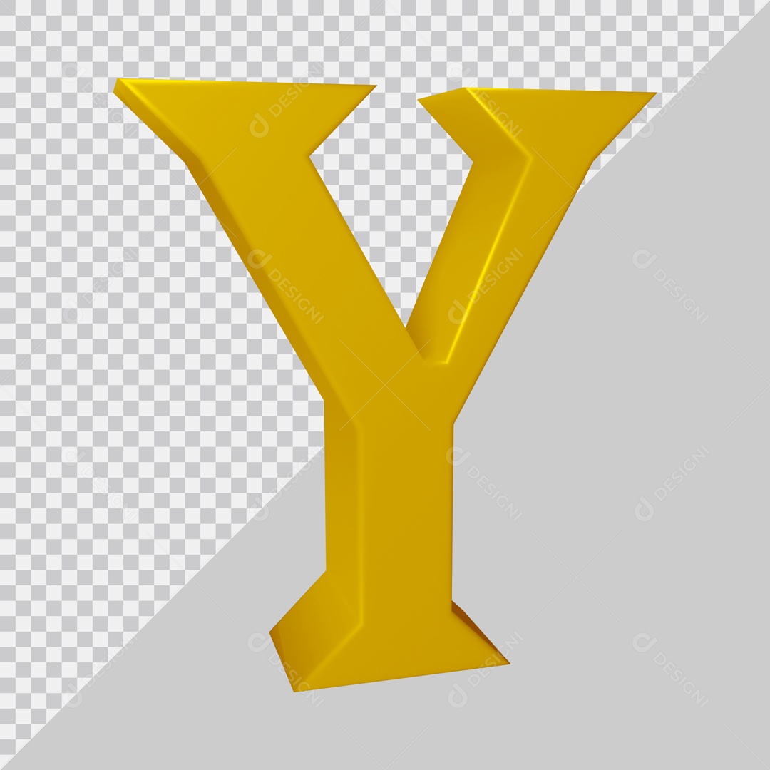 Elemento 3D Para Composição Letra Y Dourada PSD
