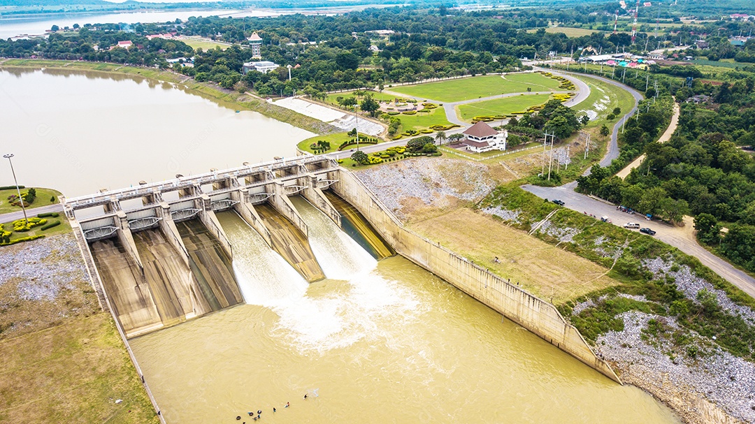 Uma vista aérea do Floodgate hidrelétrica