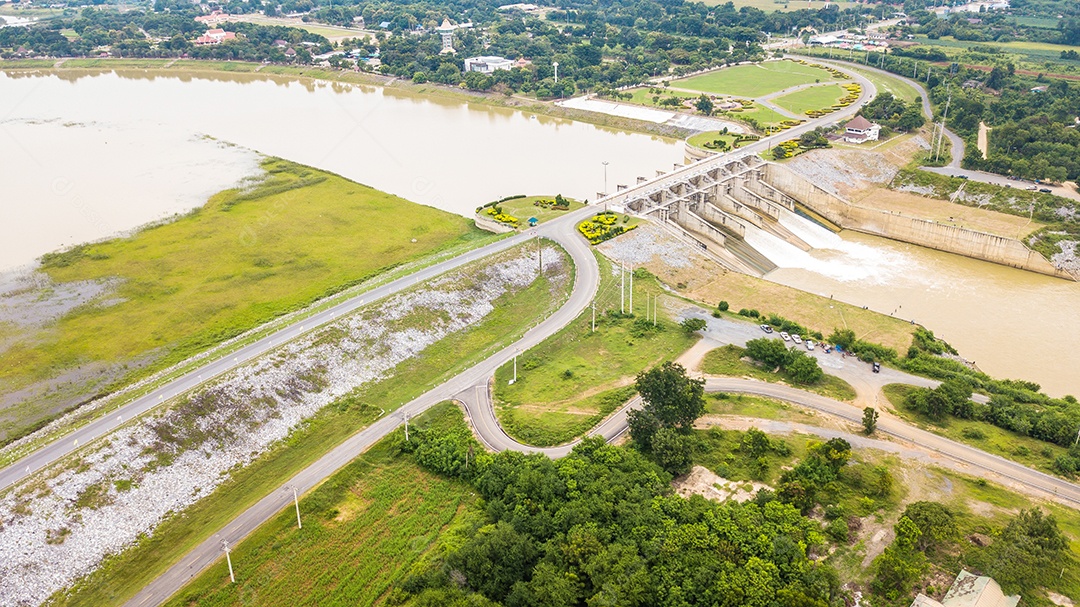 Uma vista aérea do Floodgate hidrelétrica