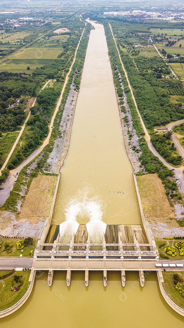 Uma vista aérea do Floodgate hidrelétrica